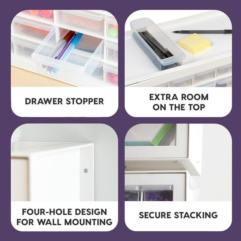 IRIS USA 44 Drawer Stackable Storage Cabinet for Hardware Crafts White Small Brick Organizer Utility Chest Scrapbook Art Hobby Multiple Compartment