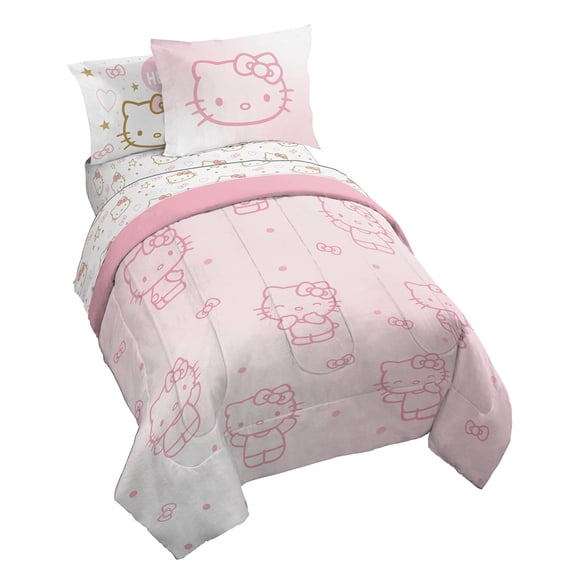 Sanrio Hello Kitty Stars 7 Piece Full Size Bed Set with Shams
