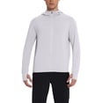 thumbnail image 3 of Men's Sun Protection Hoodie Full Zip Lightweight Cooling Long Sleeve Athletic Shirt with Thumb Holes for Fishing Hiking Outdoor,L,Gray, 3 of 8
