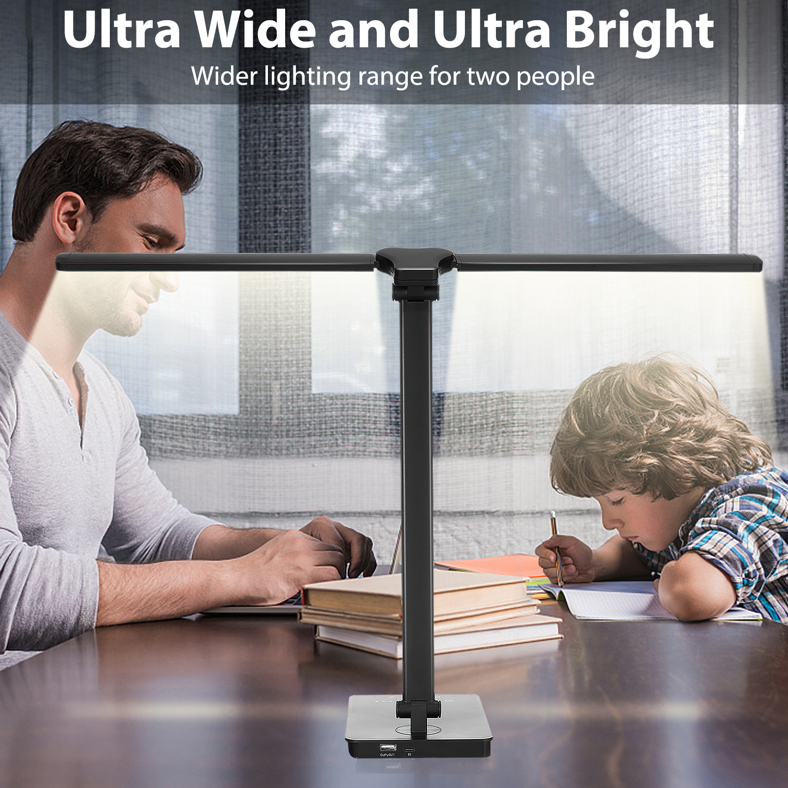 Joualy Dual-Head Foldable LED Desk Lamp With Touch Control photo 5
