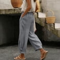 thumbnail image 4 of QUNYINEY Womens Pants Casual Wide Leg Cotton Linen Trousers with Pockets Elastic Waist Gray S, 4 of 9