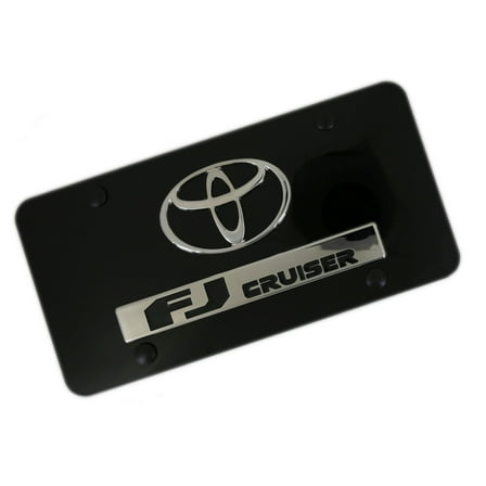 Toyota Dual Logo FJ Cruiser License Plate (Chrome on Black)