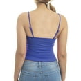 thumbnail image 4 of Made by Olivia Women's Tunnel Drawstring Front Tie Ribbed Strap Ruffle Hemmed Cropped Length Cami Top, 4 of 4