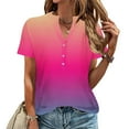 thumbnail image 2 of Scyoekwg Short Sleeve Shirts For Women Trendy V-Neck Button Up Shirt Comfy Tie Dyed Graphic Tee Lightweight Casual Summer Loose Blouses (Watermelon Red,XXXL), 2 of 5