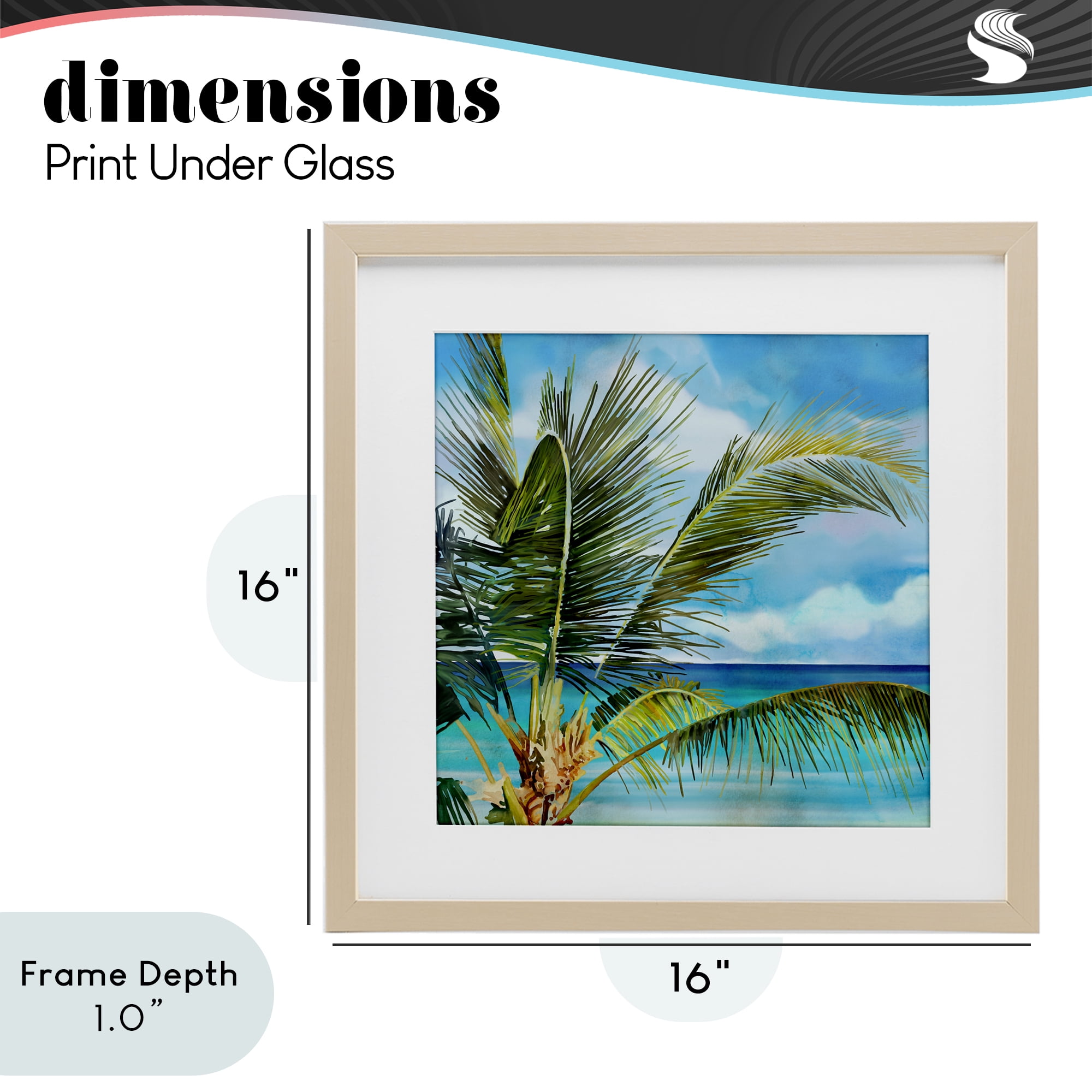 Stupell Industries Lush Palm Watercolor View Birch Framed Print Under Glass, design by Mauro Devereaux