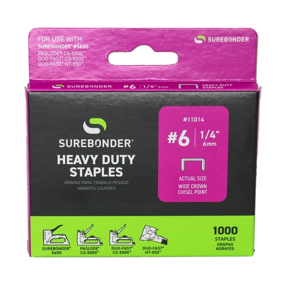 #6 Heavy Duty Wide Crown Staples - 1/4" - 1000 ct.