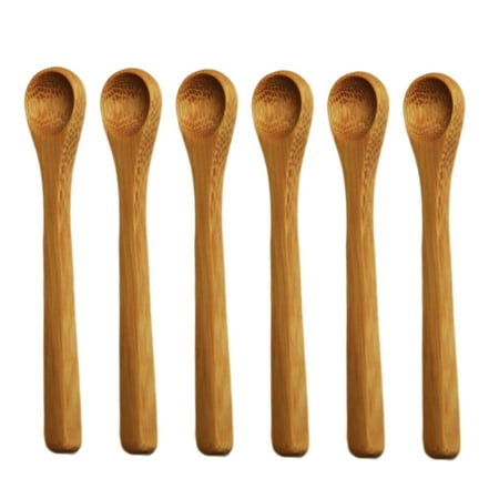 

BONYOUN 6Pcs Bamboo Long Handle Deep Spoon Flatware Coffee Honey Drinking Kitchen Gadget Spoon