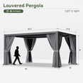 thumbnail image 3 of Sunmthink 12' x 16' Louvered Pergola, Outdoor Aluminum Pergola with Curtains & Netting for Decks, Gardens and Backyards, Gray, 3 of 9