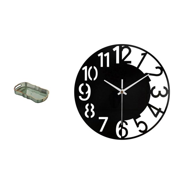 Bandeja acrílica para servir alimentos, ideal para del baño y el desayuno. Incluye un reloj de pared decorativo y silencioso, fácil de leer
