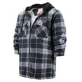 thumbnail image 1 of Men's Heavyweight Flannel Fleece Lined Plaid Sherpa Hoodie Jacket (A09 - Charcoal/White/Grey, 4XL), 1 of 3