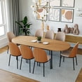 thumbnail image 2 of LeisureMod Tule 9-Piece Dining Set in Steel Frame with 8 Velvet Seat Dining Chairs and 71" Oval Dining Table with MDF Tabletop, Natural Wood/Brown, 2 of 19