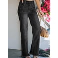 thumbnail image 3 of HOTAPEI Wide Leg Jeans for Women Mid Rise Raw Hem Distressed Jeans Bell Bottom Jeans, 3 of 6