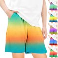 thumbnail image 5 of Odeerbi 5-14 Years Teen Boys Girls Summer Shorts Hawaiian Gradient Quick Dry Swim Trunks Beach Board Shorts Elastic Waistband Casual Loose Shorts with Pocket, 5 of 5