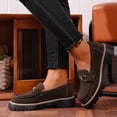 thumbnail image 5 of WHLBF Shoes for Women Round-Toe Thick-Heeled Casual Large-Size Frosted British Style Thick-Soled Loafers Size 8.5, 5 of 8