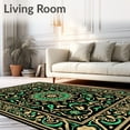 thumbnail image 2 of ODIKA 8'x10' Machine Washable Non-Slip Area Rug, Artisan Medallion with Ornate Botanical Motifs High Traffic Rug with Pad, Black, 600911, 2 of 8