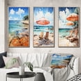 thumbnail image 1 of Designart "Southern Shoreline Echoes" Nautical & Beach Framed Wall Art Set Of 3 - Turquoise Beach Sand Frame Canvas Set For Living Room Decor, 1 of 6