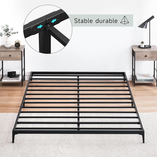 Gaomon 6-pulgada heavy-duty low tamaño completo marco de cama: sturdy steel slat, no box spring required, fácil montaje, noise-free