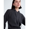 thumbnail image 4 of Free Assembly Women's and Women's Plus Cozy Yarn Cable Knit Hoodie Sweater, Midweight, Sizes XS-4X, 4 of 5