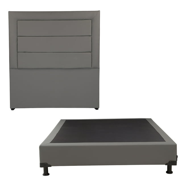 Box Base Cama Matrimonial + Cabecera Bolt Gris Oxford