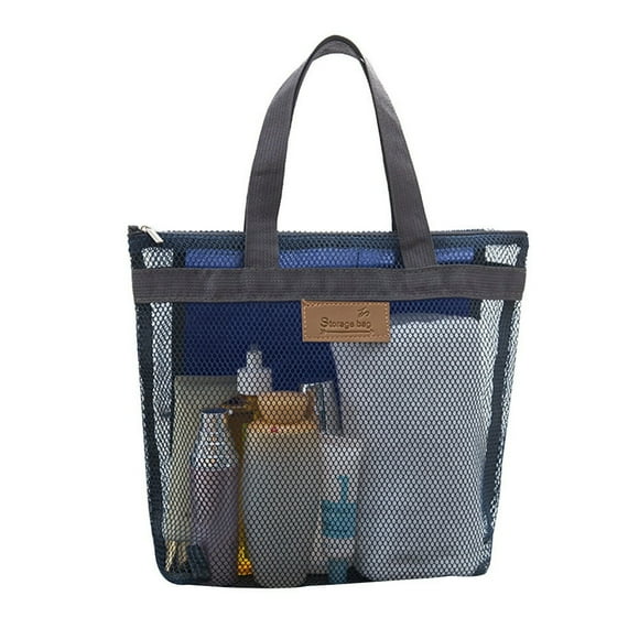 AMERTEER Zip Mesh Beach Swimming Tote Travel Toiletry Storage Bag Bathing Wash Handbag