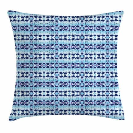 Tie Dye Throw Pillow Cushion Cover, African Asian Pattern in Blue Shades Psychedelic Batik Design, Decorative Square Accent Pillow Case, 16 X 16 Inches, Pale Blue Navy Blue Fuchsia, by (Best Navy In Asia)