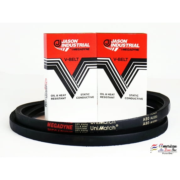 Megadyne - Jason Industrial V Belt - A80 - 4L820 – (Pack of 1) – Wrapped V-Belt - 82 Inch Outside Length - 1/2 Inch Top Width - 11/32 Inch Thick