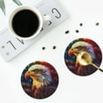 thumbnail image 4 of Honeii Geometric American Bald Eagle print Leather Coaster Set of 4, ideal for safeguarding your furniture from drinks spills and effortless cleanup-Round Shape, 4 of 6