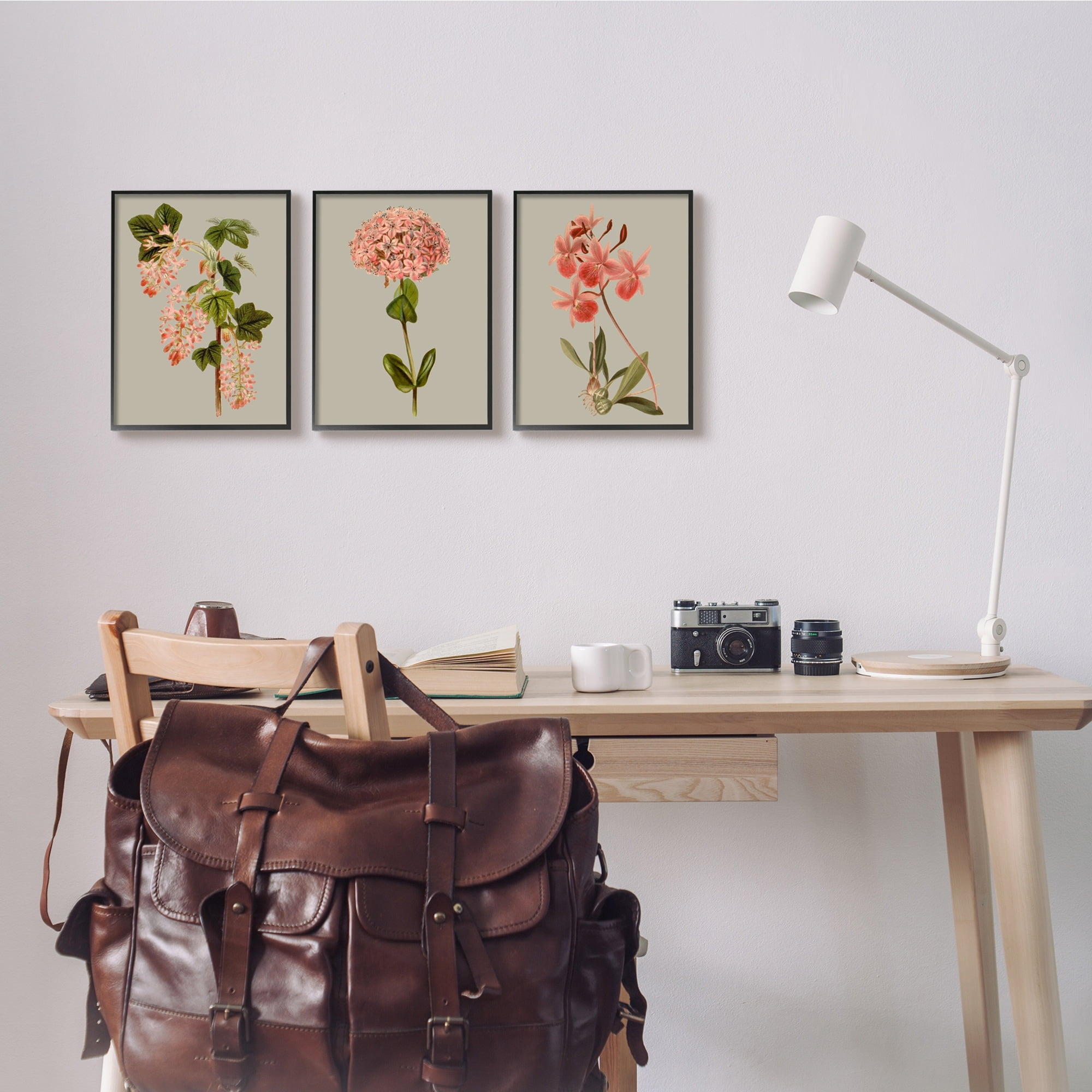 Stupell Industries Vintage Pink Floral Clusters Spring Lilac Illustrations Graphic Art White Framed Art Print Wall Art Set of 3, 16x20, by Vision Studio