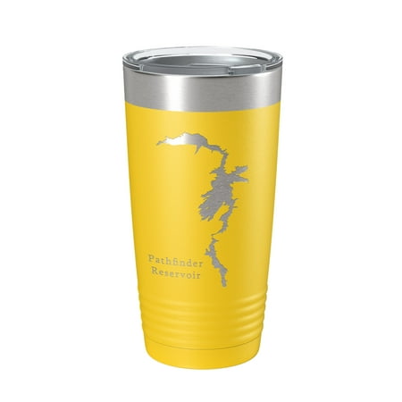 

Pathfinder Reservoir Tumbler Lake Map Travel Mug Insulated Laser Engraved Coffee Cup Wyoming 20 oz Yellow