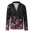 thumbnail image 4 of Blusa informal de manga larga con cuello en V y estampado floral para mujer Pompotops  FGAJ16238, 4 of 5