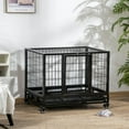 thumbnail image 3 of Barara King Dog House,Pet House,36" Heavy Duty Dog Crate with Removable Tray, Lockable Wheels and Double Door,Black, 3 of 11