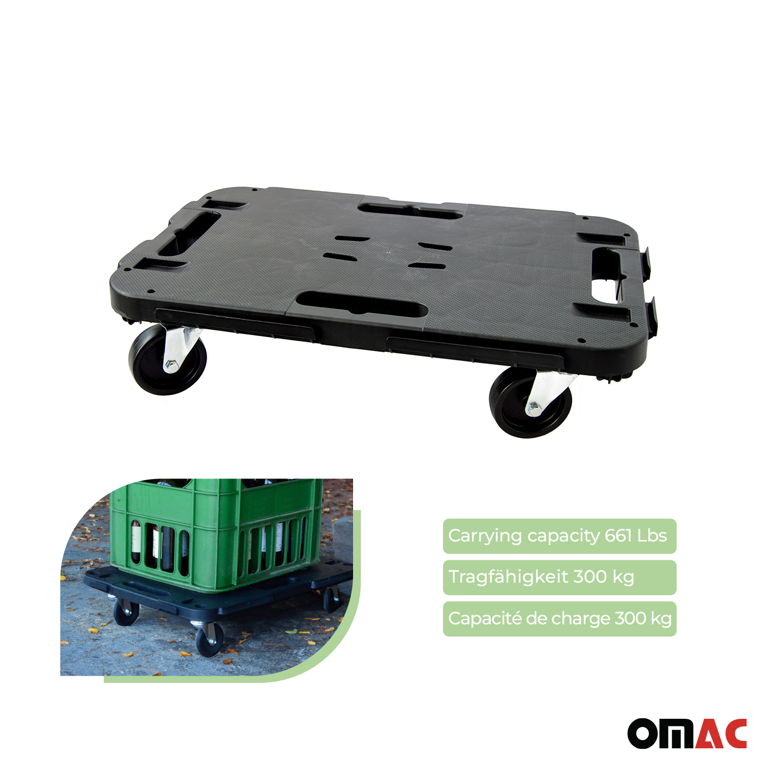 OMAC Rolling Board Furniture Dolly Transporter 661 lbs Furniture Mover Step Plate