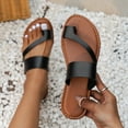 thumbnail image 5 of BLTIBY Womens Flat Sandals Summer Vintage Straps Toe Ring Clip Toe Slip on Slides Lightweight Outdoor Slippers Comfortable Casual Ladies Beach Shoes Black 41, 5 of 8