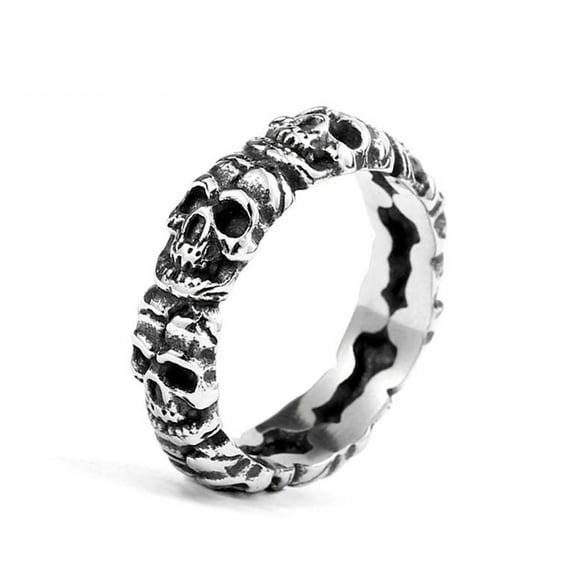 ZMY Home Stainless Steel Skull Ring with Six Mini Skulls in a Circle (11)
