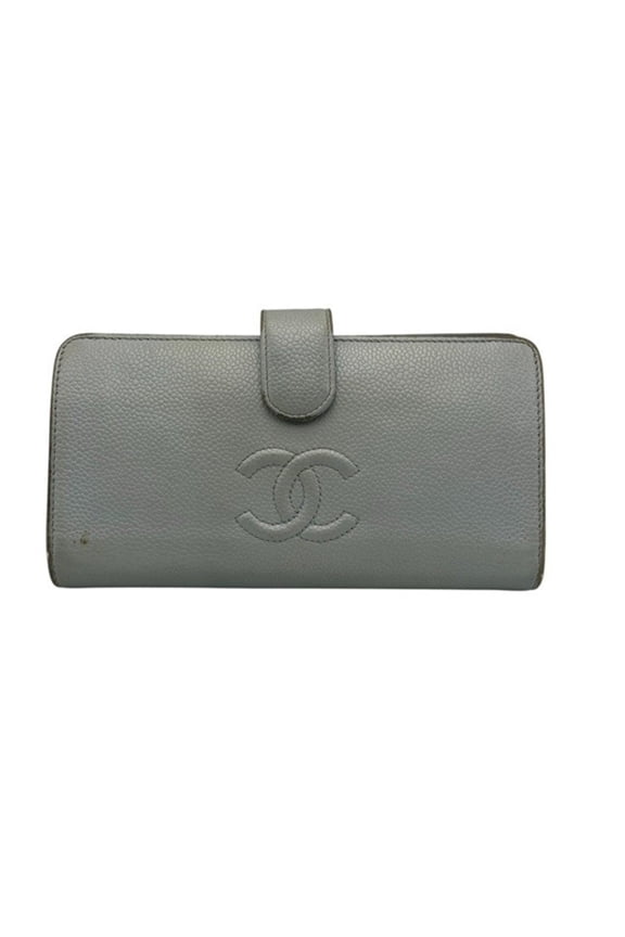 Pre-Owned CHANEL Caviar Leather Bi-fold Long Wallet D4