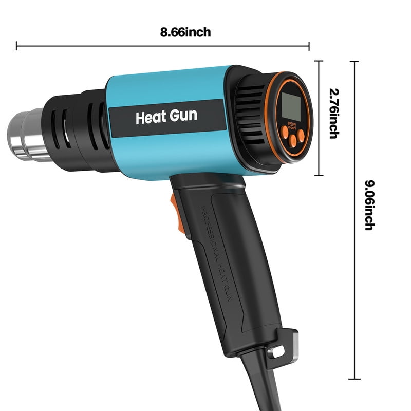1500W Hot Air Gun with Digital LCD Display HD, Thawing, Heatsharink Tube, Paint Removal, Loosening Rusty Bolts