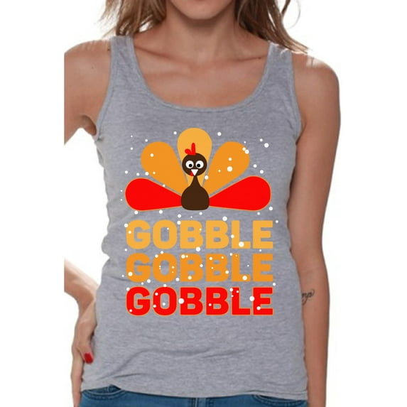 Awkward Styles Thanksgiving T-Shirt Gobble Turkey Tank Tops for Women