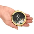 thumbnail image 3 of Koyal Wholesale Gold Compact Mirror Bridesmaid's Wedding Gift, Peach Flower Florals on Chalkboard, Monogram Letter O, 3 of 5