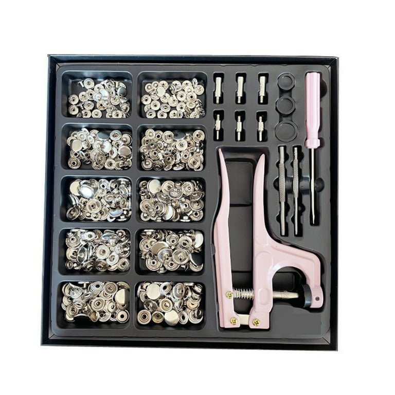 HOTBEST 10 Sets Snap Fasteners Kit Metal Snaps Fasteners Sew-on Snap  Buttons Heavy Duty Leather Snap Fasteners with Material Hole Punch and  Setting Tools 
