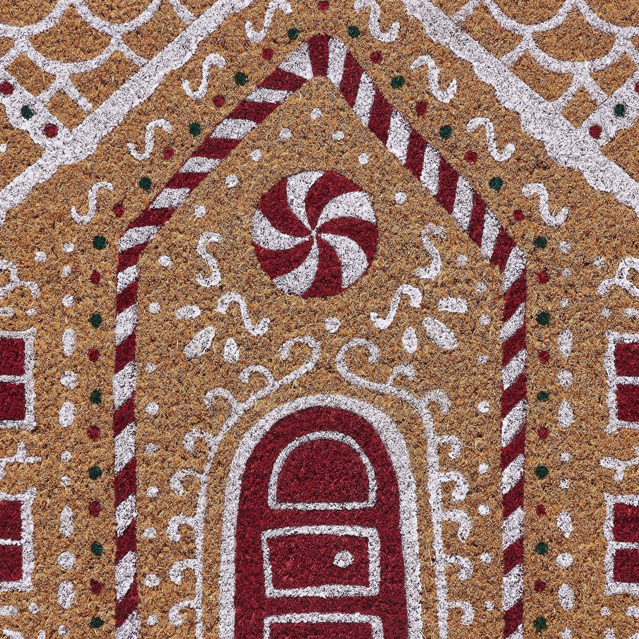 My Texas House Natural Gingerbread House Outdoor Coir Doormat, 30" x 48"