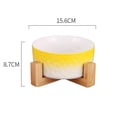 thumbnail image 2 of Cuenco de cerámica redondo para perros y gatos Laklulu, duradero, con soporte de madera, comedero para agua y comida para mascotas antiderrames, 2 of 5