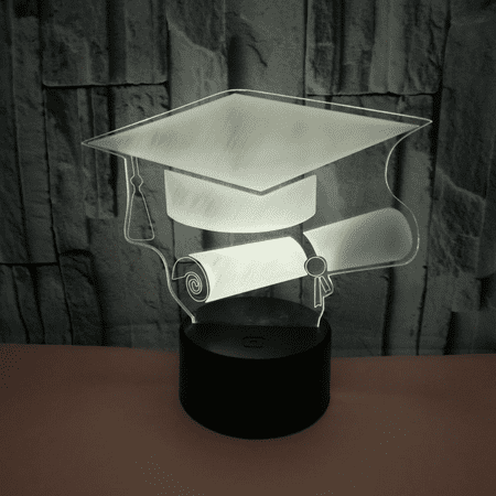 

JUSTUP Bachelor Cap 3D Light Desk Table Touch Night Light Lovely 7 Color Change USB Led Lamp（Style 10）