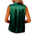 thumbnail image 5 of ZQGJB Womens Sleeveless Button Down Shirt Silky Satin Blouse Dressy Casual Summer Solid Color Basic Business Work Tank Tops Green M, 5 of 8
