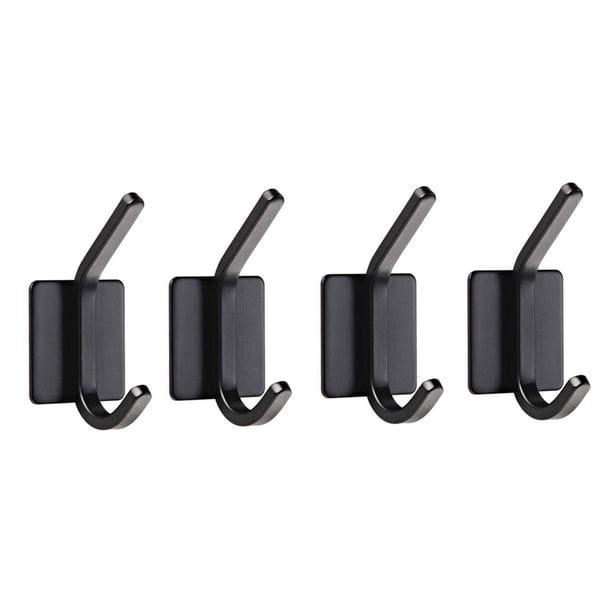 Leliafleury 4 Soportes De Pared De Acero Inoxidable Para Azulejos De Cerámica, Ganchos Planos En J, Soportes Negros Para Colgar Cuadros Para El Hogar