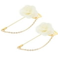 thumbnail image 1 of Uxcell 2Pcs Pin de Broche de Solapa de Flor con Hoja de Oro, Cadena de Borlas de Satén Colgante, Ramos Hechos a Mano para Cuello de Traje, Boda, Fiesta, Beige, 1 of 5
