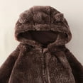 thumbnail image 4 of 3-6 Months Newborn Baby Bodysuits Girls Hooded Romper Comfortable Fleece Lined Warm Stylish Covers Hands And Feet Newborn Fall Winter Gift Clothes,Brown Jumpsuit, 4 of 4