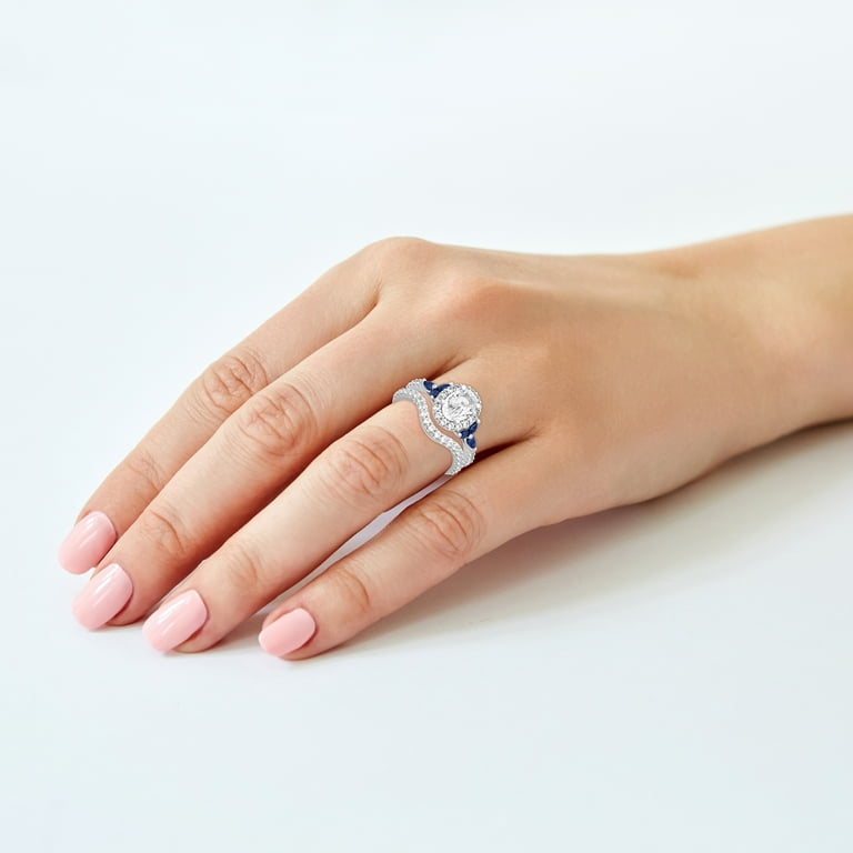 Keepsake 2 3/8 Carat TGW Created Blue & White Sapphire Keepsake 2 3/8 Carat TGW Created Blue & White Sapphire