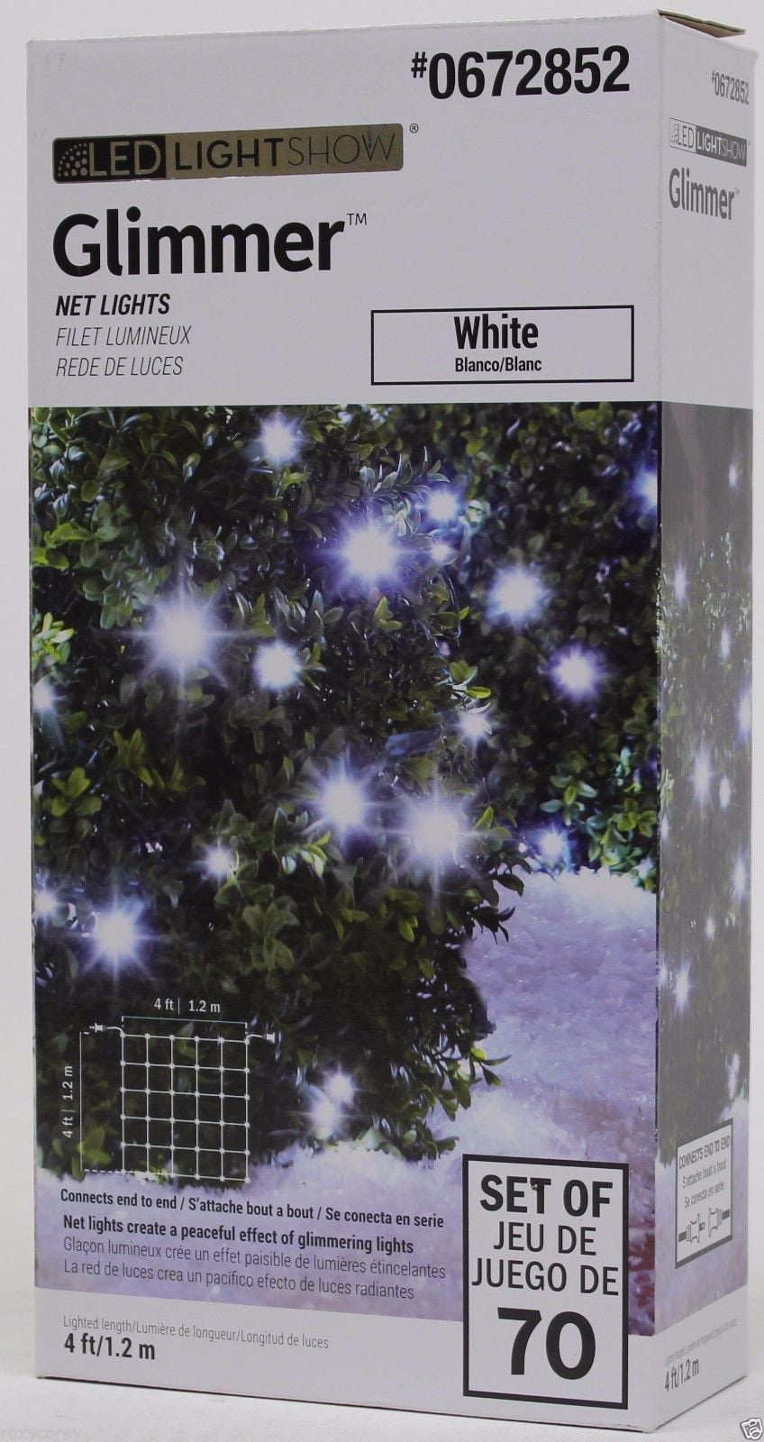 LightShow Starry Night 70 LED Flickering Twinkling 4 x 4 Ft Net Christmas Lights 