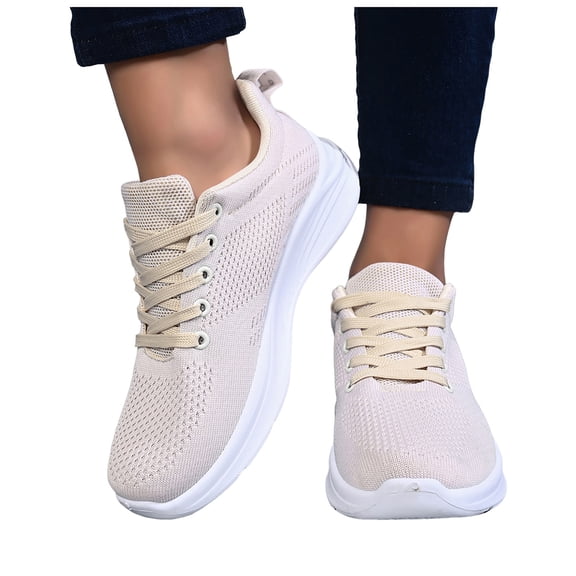 Rokment Orthopedic Walking Running Shoes for Women Breathable Mesh Arch Support Ortho Fitness Workout Jogging Trainning Driving Tennis Sneakers Beige Size 6