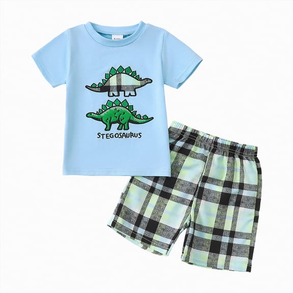 Baby Clothes Boy Toddler Boys Girls Fashion Outfits Set Kids Spring Summer Cotton Round Neck Printed Short-sleeved Casual 0 6 12 18 24 Months 2T 3T Tshirt Shorts Shirts Two Pieces